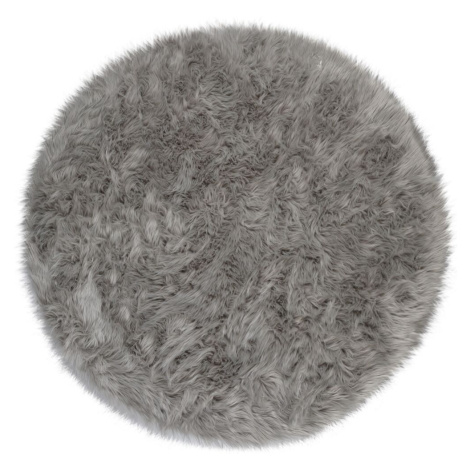 Flair Rugs koberce Kusový koberec Faux Fur Sheepskin Grey kruh - 120x120 (průměr) kruh cm
