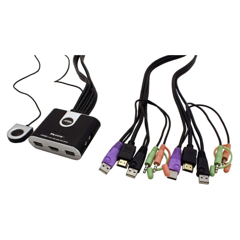 ATEN 2-port HDMI KVM USB2.0 mini, audio, 1.2m kabely, DO - CS-692