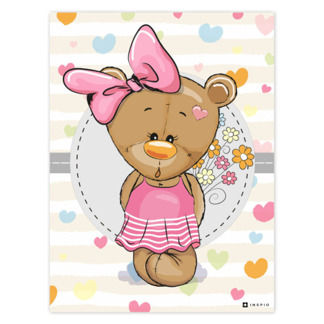 Obraz medvídka s růžovou mašlí do dívčí pokoje INSPIO