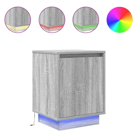 vidaXL Noční skříňka s LED světly Šedá Sonoma 38x34x50 cm