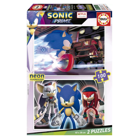 EDUCA Svítící puzzle Sonic Prime 2x100 dílků