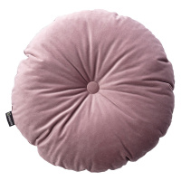 Dekoria Sametový polštář s knoflíkem, tlumená růžová, ⌀37 cm, Velvet, 704-14