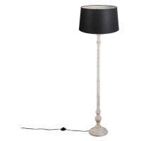 Venkovská stojací lampa béžová s odstínem černého lnu - Classico