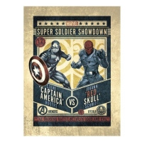 Umělecký tisk Marvel Comics - Captain America vs Red Skull, (30 x 40 cm)