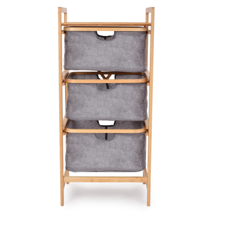 GoEco® | Bambusový regál se 3 výsuvnými úložnými košíky a poličkou