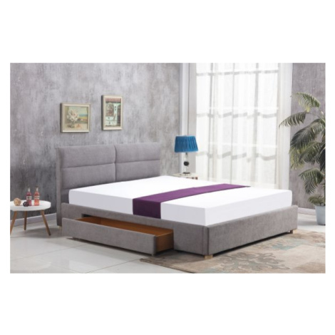 Čalouněná postel MERIDA 160 světle šedá, s úložným prostorem FOR LIVING