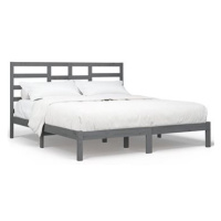 Rám postele šedý masivní dřevo 200 × 200 cm, 3105817