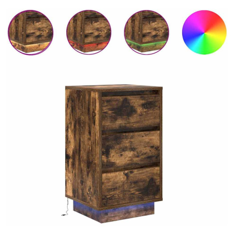 vidaXL Noční skříňka s LED světly Uzený dub 38x34x65 cm