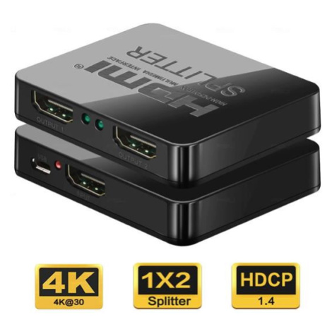 Adaptér (splitter) HDMI 1-2 porty , s napájením z USB, 4K, FULL HD, 3D