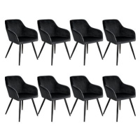 8× Židle Marilyn sametový vzhled černá, černá