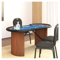 vidaXL Pokerový stůl pro 10 hráčů držák na chipy modrý 160x80x75 cm