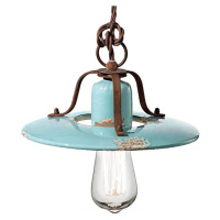 Ferroluce Vintage závěsná lampa Giorgia v tyrkysové barvě