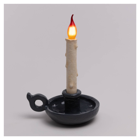 SELETTI LED deko stolní lampa Grimm Bugia tvar svíčky šedá
