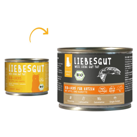 Liebesgut Biokost Adult pro kočky, losos s jablky a mrkví 24 × 200 g