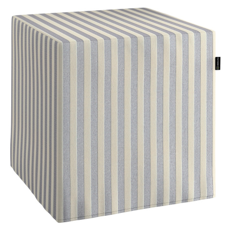 Dekoria Sedák Cube - kostka pevná 40x40x40, tmavě modrá - bílá - pruhy, 40 x 40 x 40 cm, Quadro,