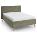 Tmavě zelená čalouněná dvoulůžková postel s úložným prostorem s roštem 140x200 cm Riva – Meise M