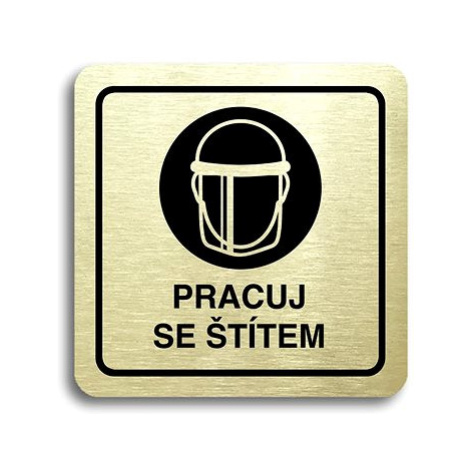 Accept Piktogram "pracuj se štítem IV" (80 × 80 mm) (zlatá tabulka - černý tisk)