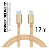 Datový kabel Swissten Textile USB-C/ Lightning 1,2 M,  gold