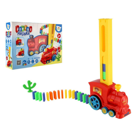 Lokomotiva/Vlak domino stavěcí plast 16cm na baterie se zvukem se světlem v krabici 33x23,5x8cm Teddies