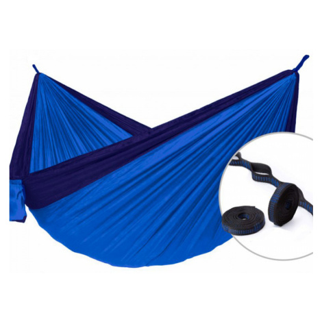 Hamaka Houpací síť pro jednoho Camping + Slap strap (modrý SET)