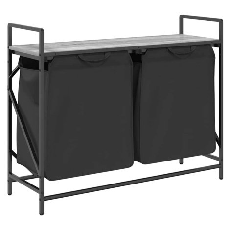 vidaXL Koš na prádlo se 2 přihrádkami a policí šedý sonoma