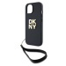 DKNY PU Leather Stack Logo Wrist Strap kryt iPhone 13 černý