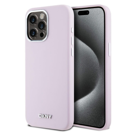 Pouzdro DKNY Liquid Silicone Silver Metal Logo Magsafe zadní kryt Apple iPhone 15 PRO MAX Pink