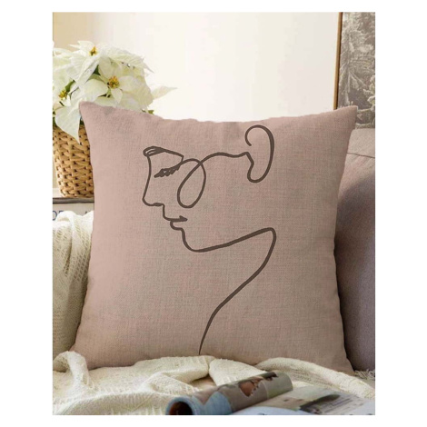 Béžový povlak na polštář s příměsí bavlny Minimalist Cushion Covers Portrait, 55 x 55 cm