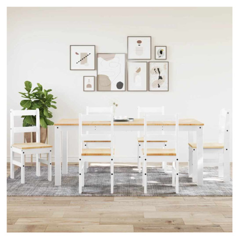 vidaXL Jídelní set ze 7 kusů "Panama" Bílé masivní dřevo borovice