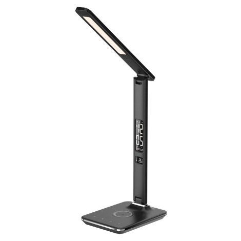 IMMAX LED stolní lampička Kingfisher, Qi nabíjení, černá - 08965L