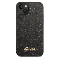 Guess PC/TPU Glitter Flakes Metal Logo kryt iPhone 14 Plus černý