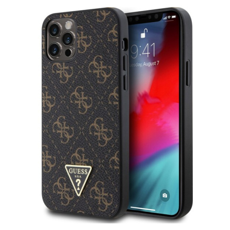 Guess PU Leather 4G Triangle Metal Logo kryt iPhone 12/12 Pro černý