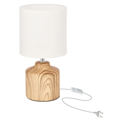 Stolní lampa MINOS s keramickou základnou a bílým stínidlem, 1x40W E14, ložnicová lampa na komod CANDELLUX