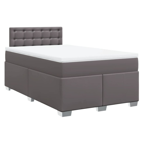 vidaXL Box spring postel s matrací šedá 120x190 cm umělá kůže