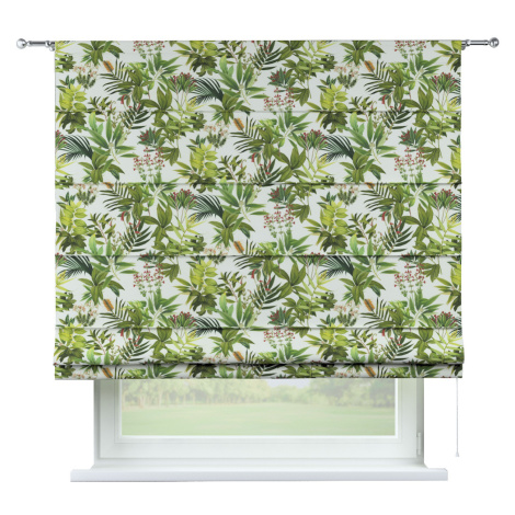 Dekoria Římská roleta Torino, zeleno-červená vegetace na bílém podkladu, Flowers, 143-69