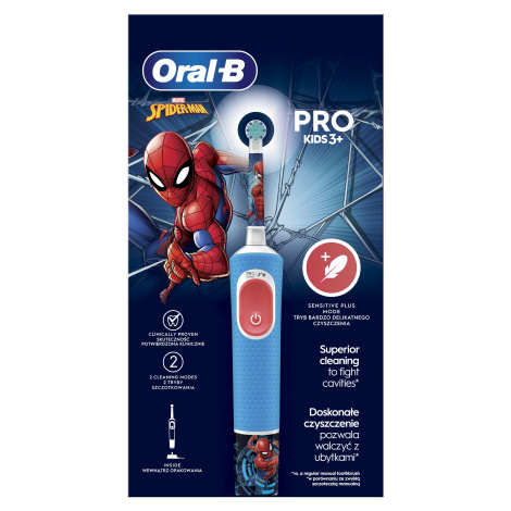 Oral-B Pro Kids Elektrický Zubní Kartáček, 1 Rukojeť S Motivem Marvel Spiderman, 1 Kartáčková Hl
