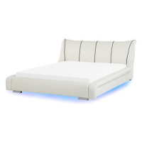 BELIANI postel NANTES LED 180 × 200 cm, eko kůže, bílá