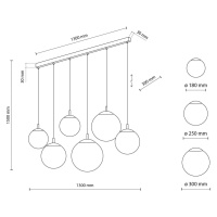 TK Lighting Závěsné svítidlo Esme, opálové sklo, šestisvětlo, lineární