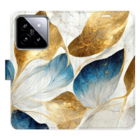 iSaprio flip pouzdro GoldBlue Leaves pro Xiaomi 14