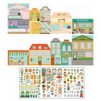 Petit Collage Znovupoužitelné samolepky se scénou Moje malé město
