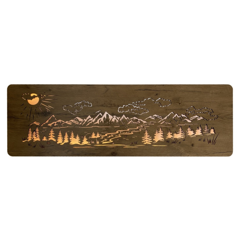 Li-Go "Hory, les" světelný obraz 230V 120x40cm provedení povrchu: dub světlý