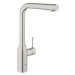 Dřezová baterie Grohe Essence New s vytahovací sprškou supersteel 30270DC0