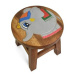 Oriental stolička dřevěná, dekor sloník