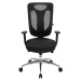Topstar Kancelářská otočná židle NET PRO 100 AL, s područkami a hliníkovým spodním křížem, černá