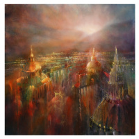 Ilustrace The city awakening, Annette Schmucker, 40 × 40 cm