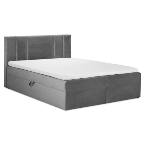 Světle šedá sametová dvoulůžková postel Mazzini Beds Afra, 180 x 200 cm Mazzini Sofas