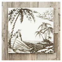 Dřevěný gravírovaný obraz - Pláž s palmami