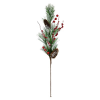 Umělá větvička borovice s dekorací, 75 cm