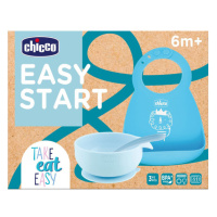 CHICCO Set jídelní silikonový - blue, 6m+