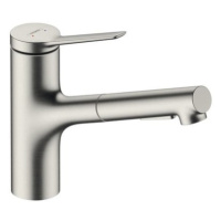 Dřezová baterie Hansgrohe Zesis s vytahovací sprškou, 2 proudy nerez 74803800